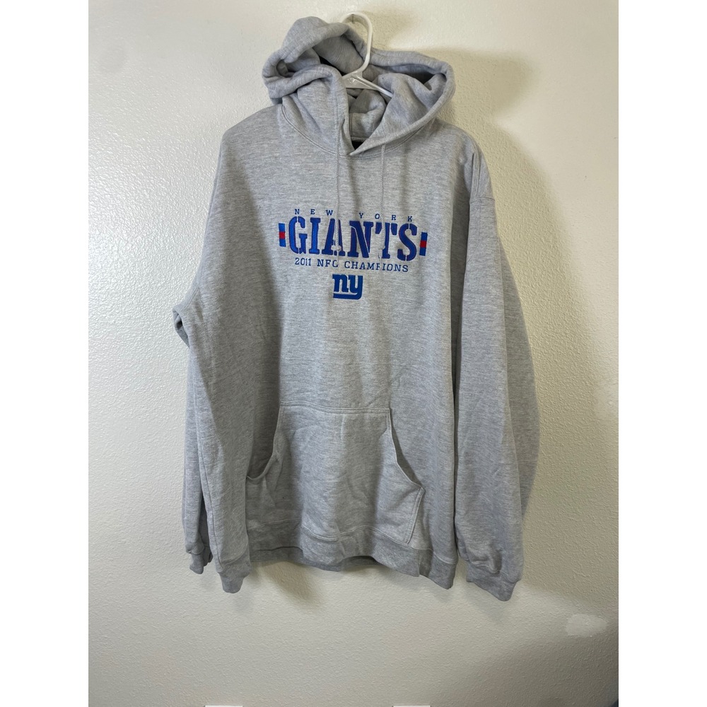 Reebok New York Giants Hoodie Mens XL Grey Excellent 2011 NFC Champions Pullover